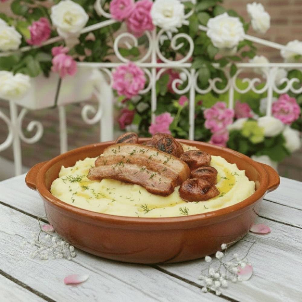 CARNE LA GARNIȚĂ CU PIURE DE CARTOFI