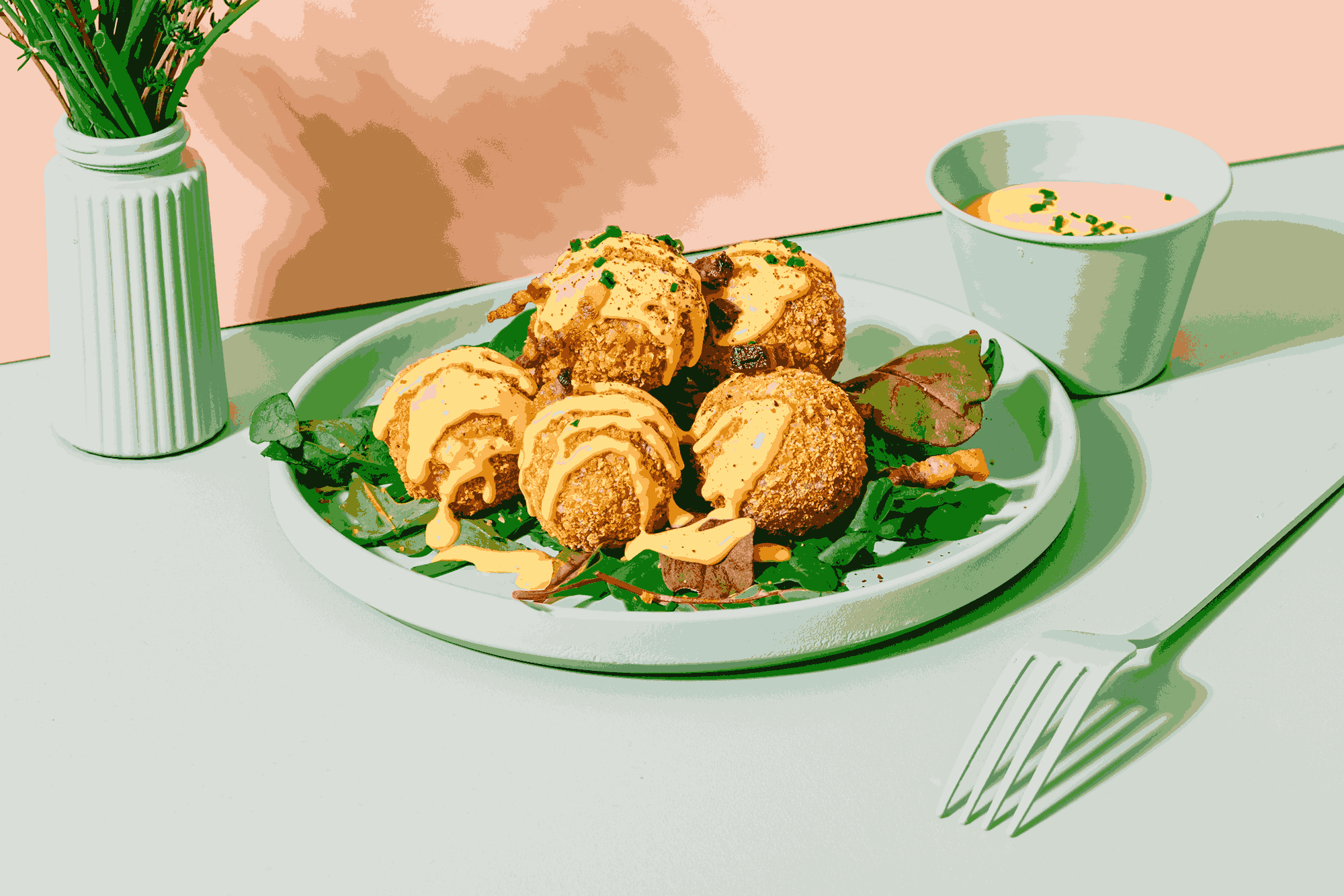 Bulete de cartofi cu sos de cas 200/50gr